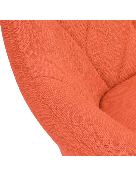Tabouret de bar moderne chic en Tissu Orange Métal Argenté Zerion - 6