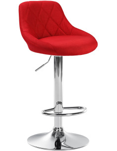 Tabouret de bar moderne chic en Tissu Rouge Métal Argenté Zerion - 1