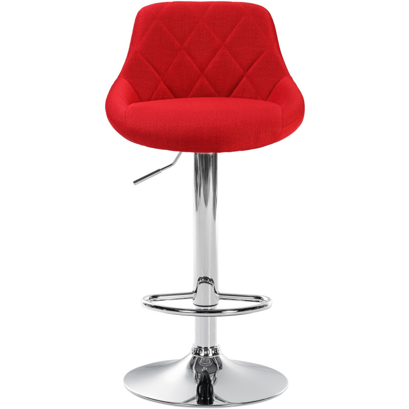 Tabouret de bar moderne chic en Tissu Rouge Métal Argenté Zerion - 2