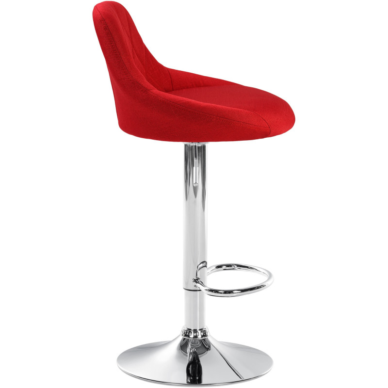 Tabouret de bar moderne chic en Tissu Rouge Métal Argenté Zerion - 3
