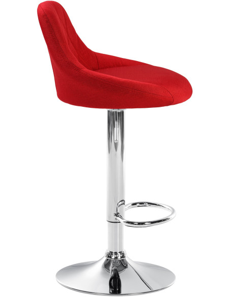 Tabouret de bar moderne chic en Tissu Rouge Métal Argenté Zerion - 3