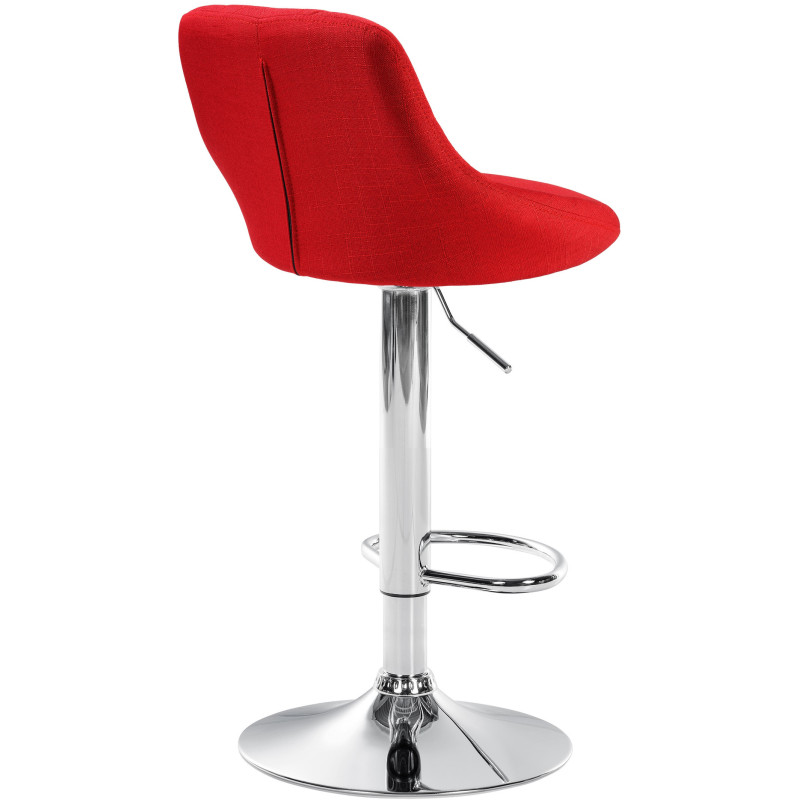 Tabouret de bar moderne chic en Tissu Rouge Métal Argenté Zerion - 4