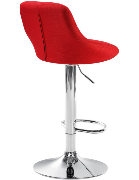 Tabouret de bar moderne chic en Tissu Rouge Métal Argenté Zerion - 4