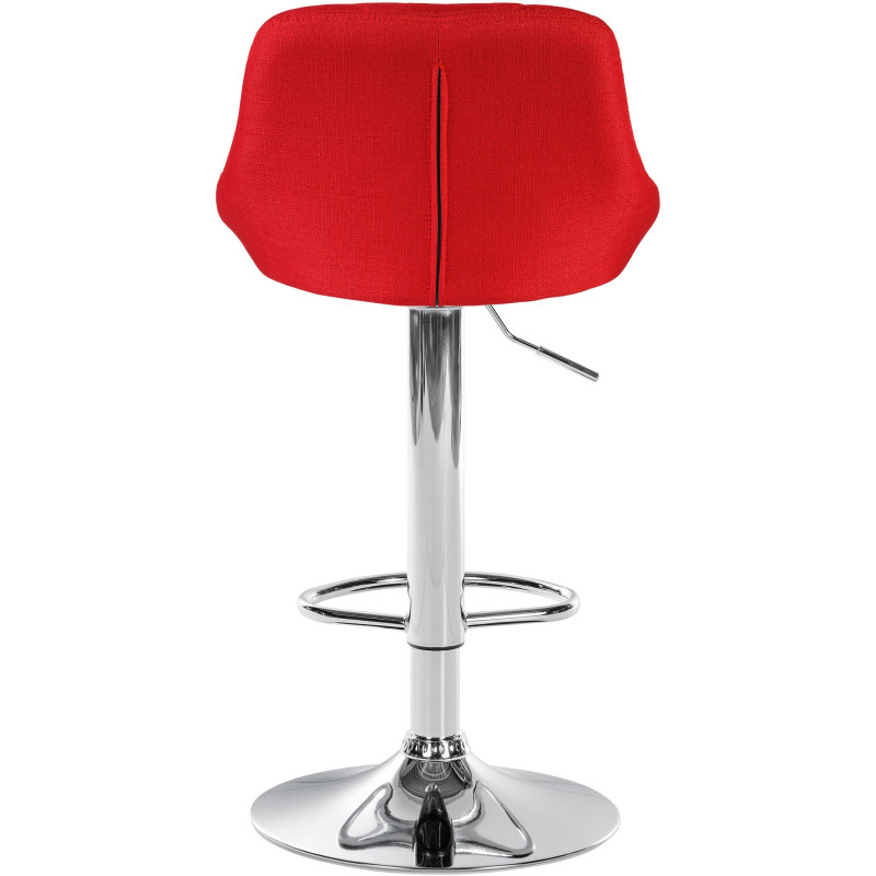 Tabouret de bar moderne chic en Tissu Rouge Métal Argenté Zerion - 5