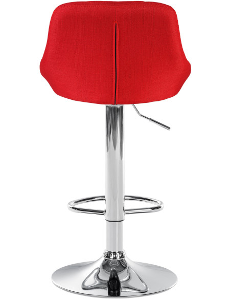 Tabouret de bar moderne chic en Tissu Rouge Métal Argenté Zerion - 5