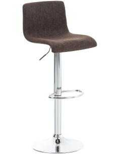 Tabouret de bar moderne en Tissu Marron Métal Argenté Stano - 1