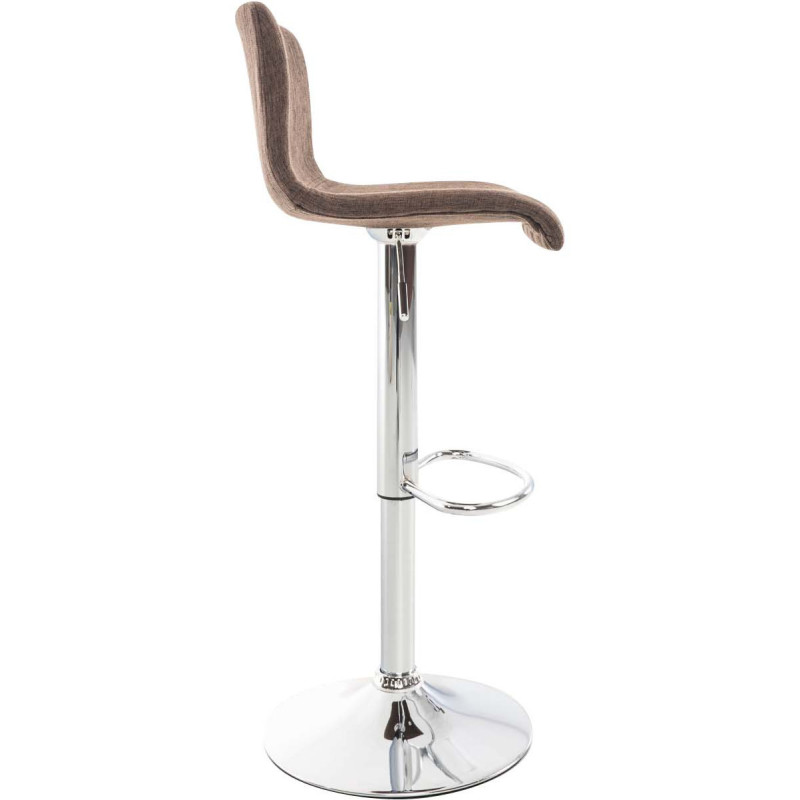 Tabouret de bar moderne en Tissu Marron Métal Argenté Stano - 3