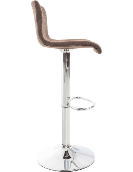 Tabouret de bar moderne en Tissu Marron Métal Argenté Stano - 3