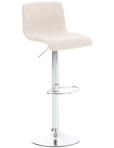 Tabouret de bar moderne en Tissu Blanc crème Métal Argenté Stano - 1