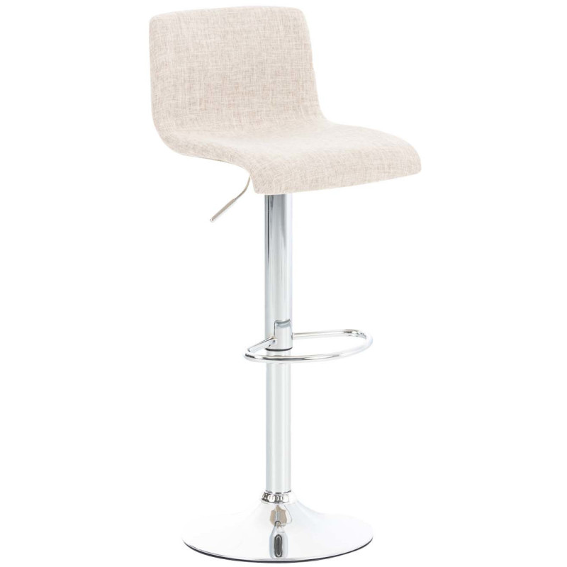 Tabouret de bar moderne en Tissu Blanc crème Métal Argenté Stano - 1