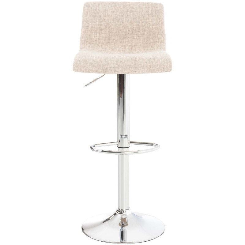 Tabouret de bar moderne en Tissu Blanc crème Métal Argenté Stano - 2