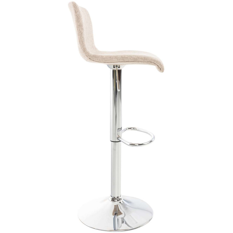 Tabouret de bar moderne en Tissu Blanc crème Métal Argenté Stano - 3