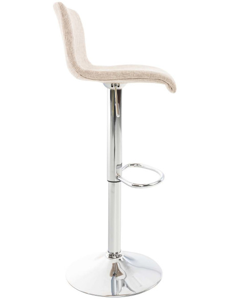 Tabouret de bar moderne en Tissu Blanc crème Métal Argenté Stano - 3