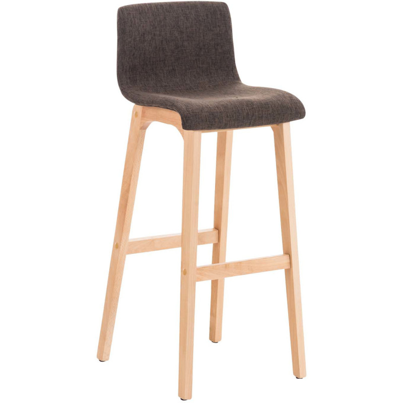 Tabouret de bar scandinave en Tissu Marron Bois de hêtre Naturel Helyra - 1