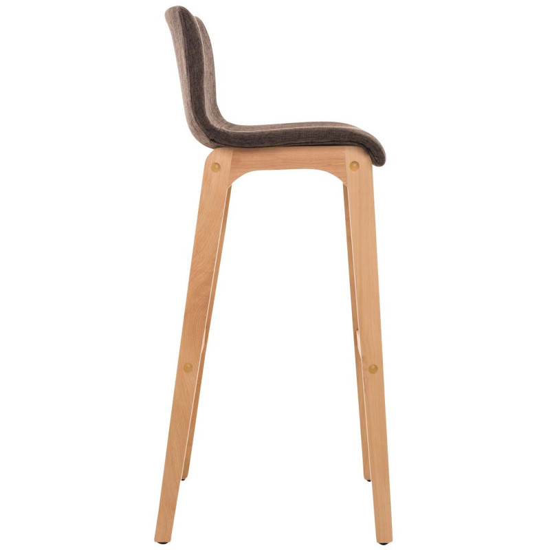Tabouret de bar scandinave en Tissu Marron Bois de hêtre Naturel Helyra - 3