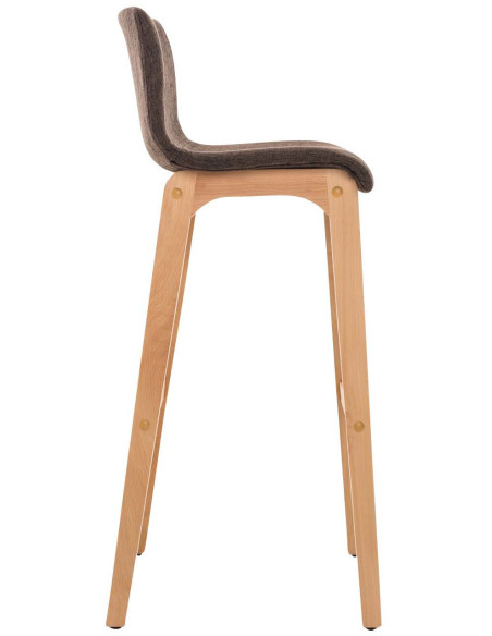 Tabouret de bar scandinave en Tissu Marron Bois de hêtre Naturel Helyra - 3
