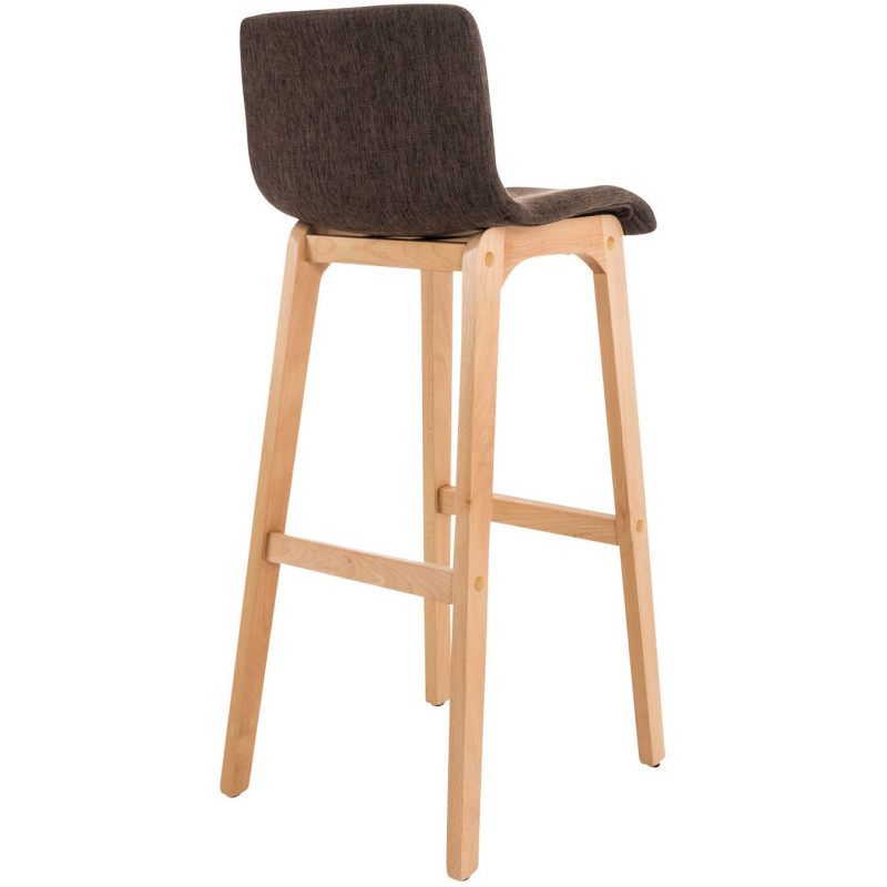 Tabouret de bar scandinave en Tissu Marron Bois de hêtre Naturel Helyra - 4