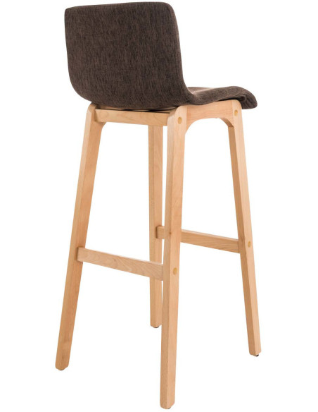 Tabouret de bar scandinave en Tissu Marron Bois de hêtre Naturel Helyra - 4