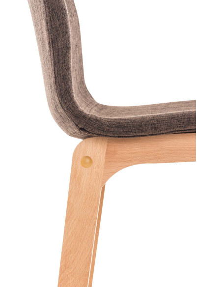 Tabouret de bar scandinave en Tissu Marron Bois de hêtre Naturel Helyra - 5