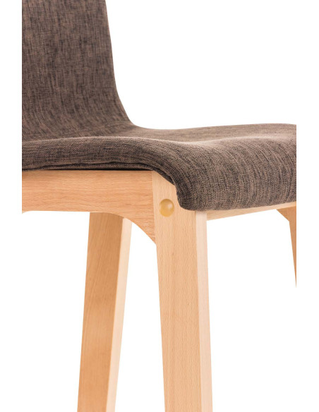 Tabouret de bar scandinave en Tissu Marron Bois de hêtre Naturel Helyra - 6