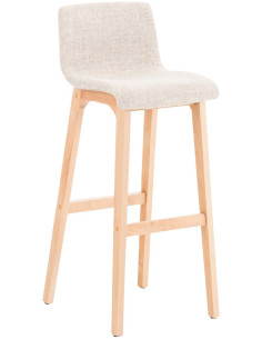 Tabouret de bar scandinave en Tissu Blanc crème Bois de hêtre Naturel Helyra - 1