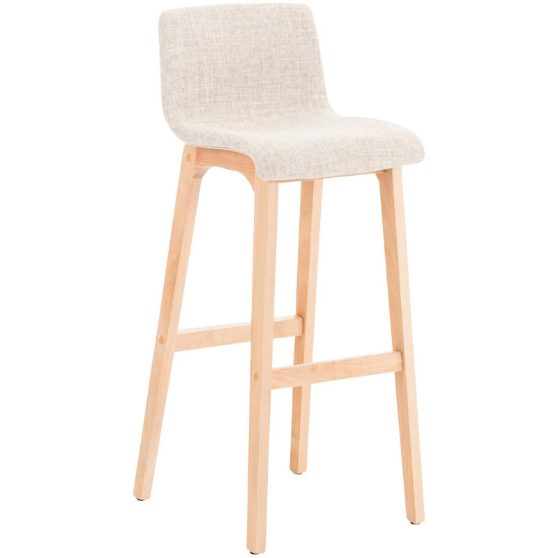 Tabouret de bar scandinave en Tissu Blanc crème Bois de hêtre Naturel Helyra - 1