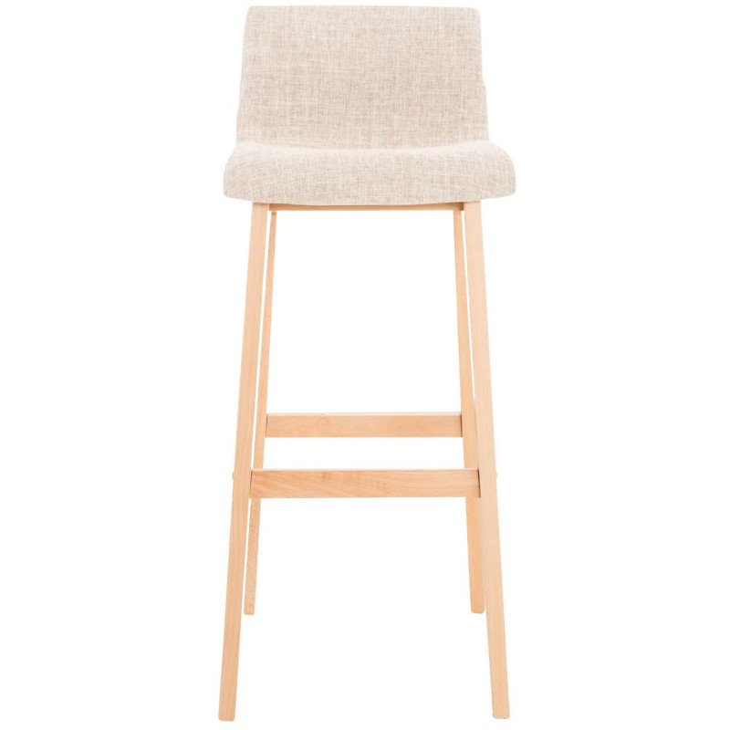 Tabouret de bar scandinave en Tissu Blanc crème Bois de hêtre Naturel Helyra - 2