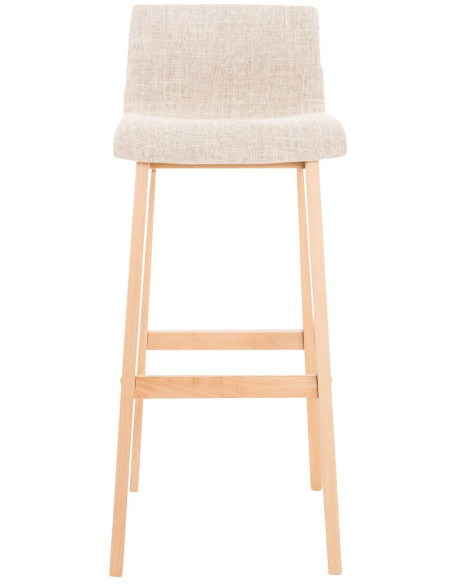 Tabouret de bar scandinave en Tissu Blanc crème Bois de hêtre Naturel Helyra - 2