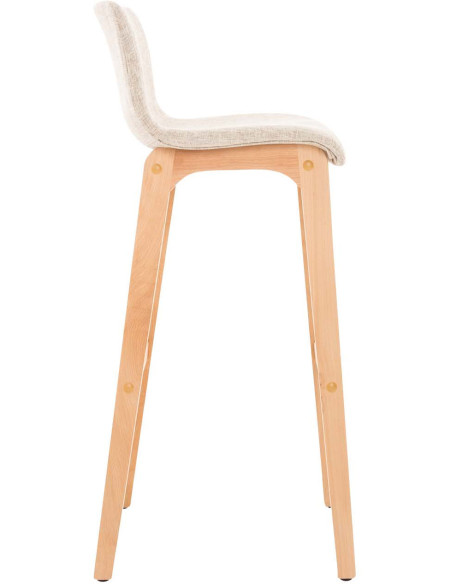 Tabouret de bar scandinave en Tissu Blanc crème Bois de hêtre Naturel Helyra - 3