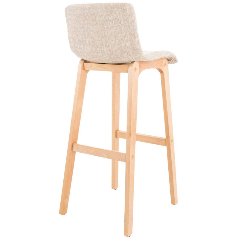Tabouret de bar scandinave en Tissu Blanc crème Bois de hêtre Naturel Helyra - 4