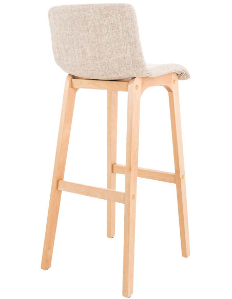 Tabouret de bar scandinave en Tissu Blanc crème Bois de hêtre Naturel Helyra - 4