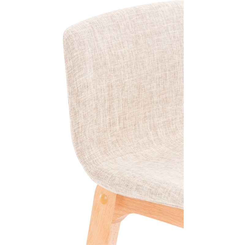 Tabouret de bar scandinave en Tissu Blanc crème Bois de hêtre Naturel Helyra - 5