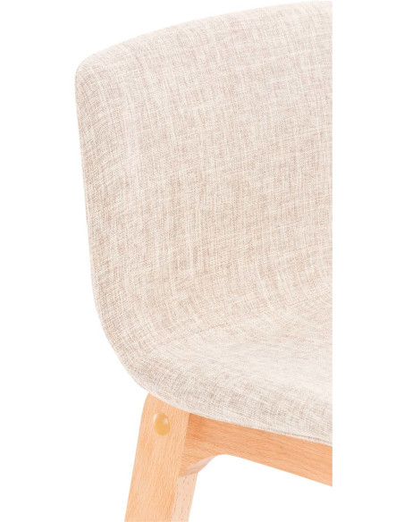 Tabouret de bar scandinave en Tissu Blanc crème Bois de hêtre Naturel Helyra - 5