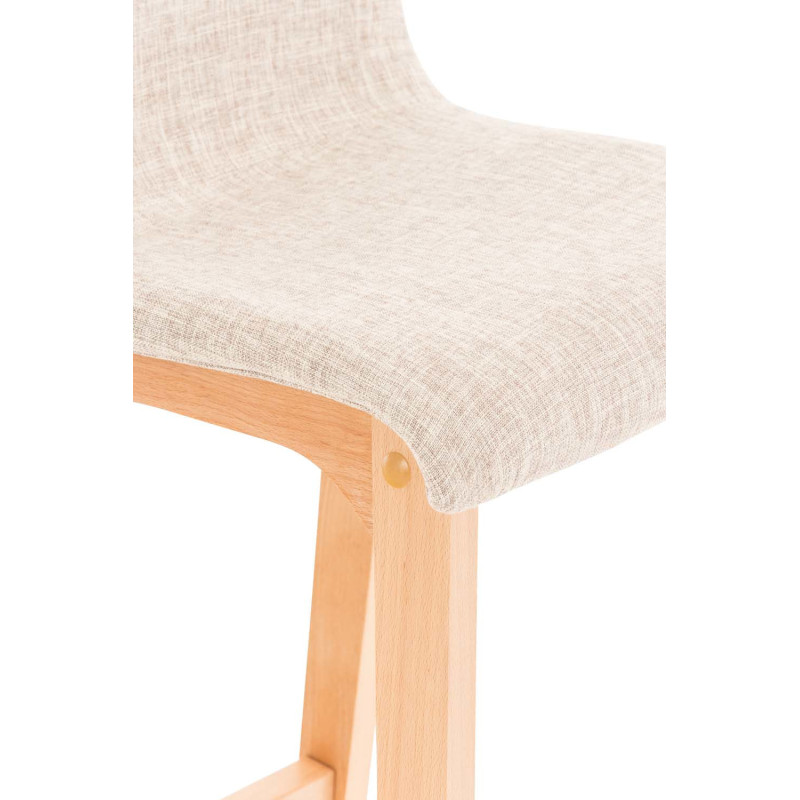 Tabouret de bar scandinave en Tissu Blanc crème Bois de hêtre Naturel Helyra - 6