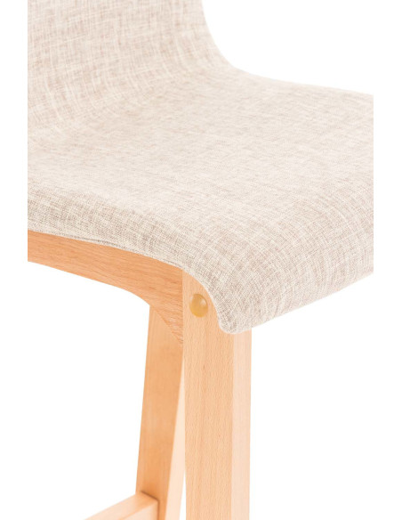Tabouret de bar scandinave en Tissu Blanc crème Bois de hêtre Naturel Helyra - 6