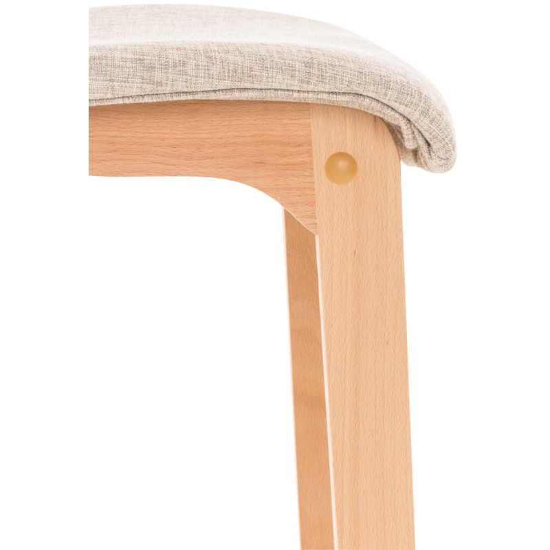 Tabouret de bar scandinave en Tissu Blanc crème Bois de hêtre Naturel Helyra - 7