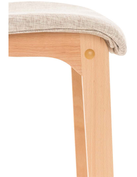 Tabouret de bar scandinave en Tissu Blanc crème Bois de hêtre Naturel Helyra - 7