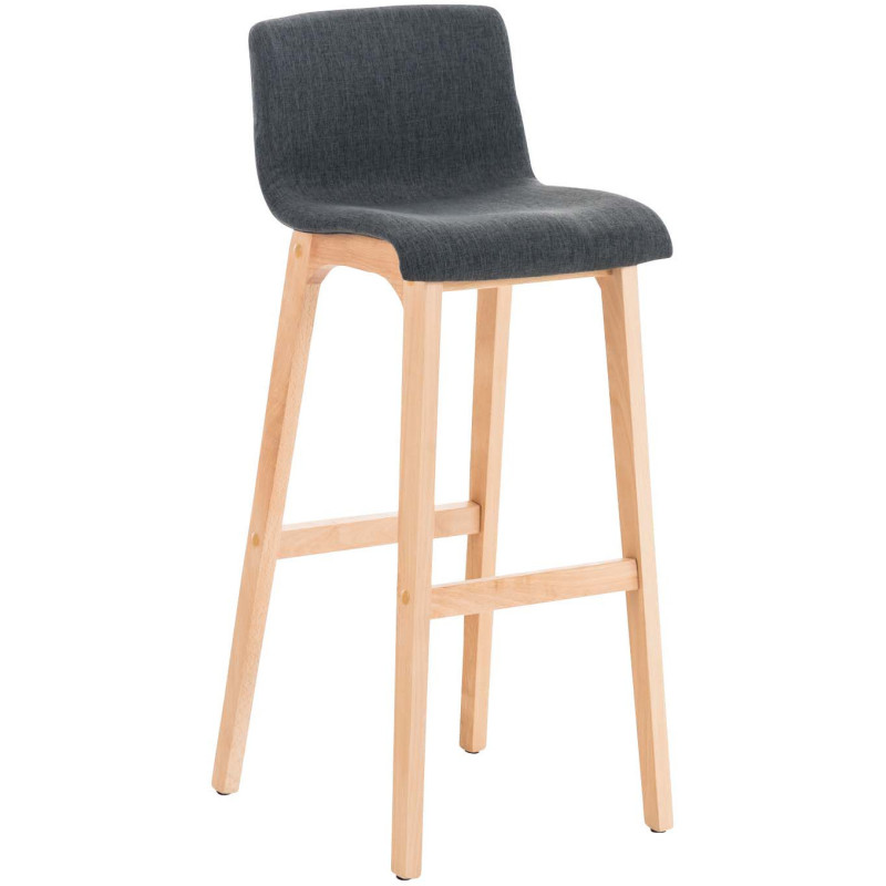 Tabouret de bar scandinave en Tissu Gris foncé Bois de hêtre Naturel Helyra - 1