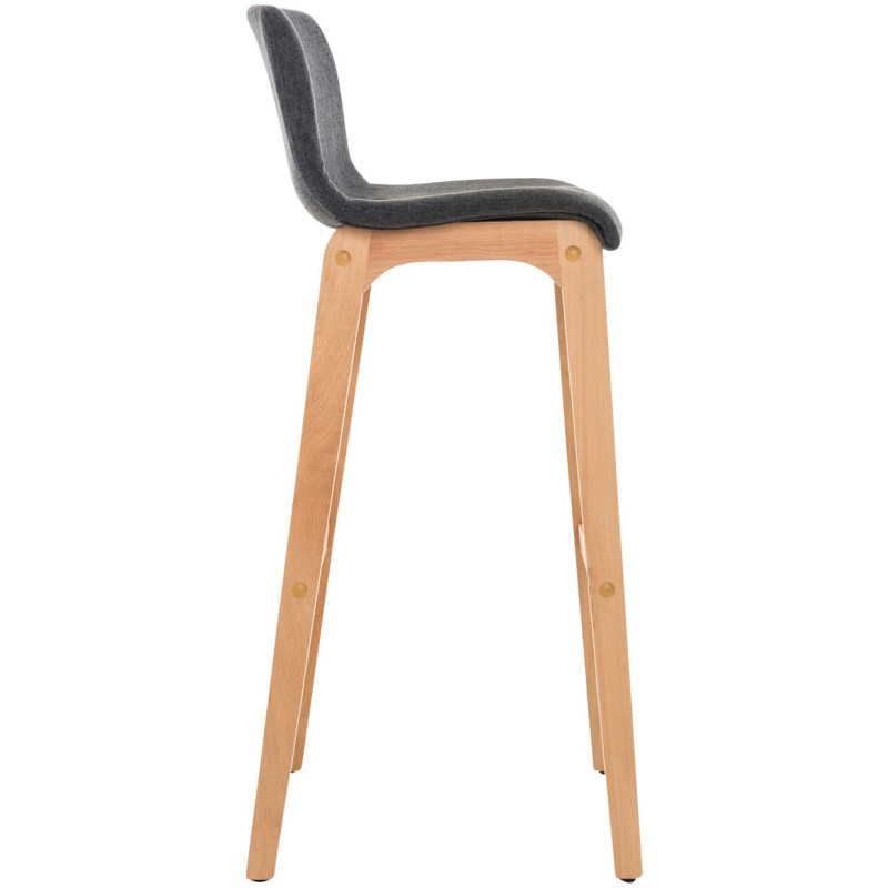 Tabouret de bar scandinave en Tissu Gris foncé Bois de hêtre Naturel Helyra - 3