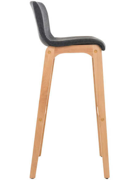 Tabouret de bar scandinave en Tissu Gris foncé Bois de hêtre Naturel Helyra - 3