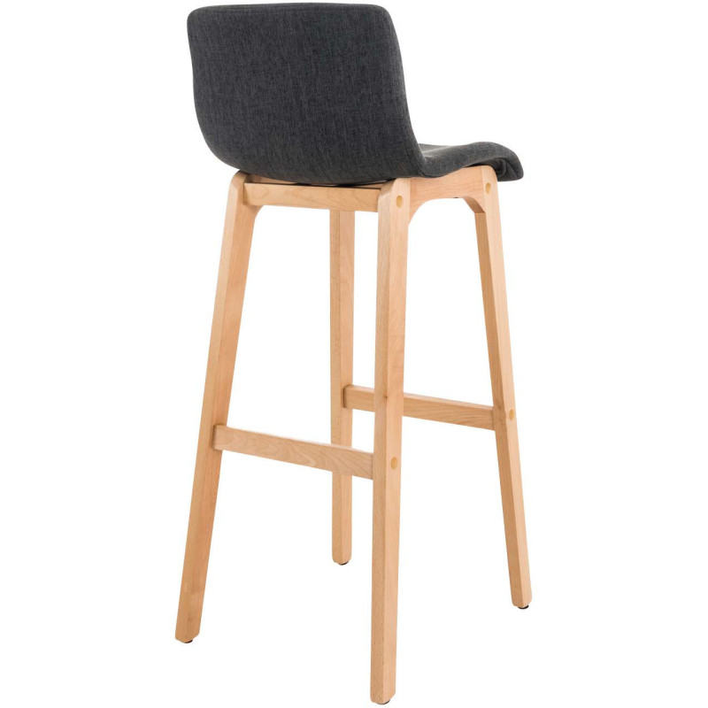 Tabouret de bar scandinave en Tissu Gris foncé Bois de hêtre Naturel Helyra - 4
