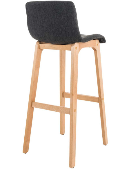 Tabouret de bar scandinave en Tissu Gris foncé Bois de hêtre Naturel Helyra - 4