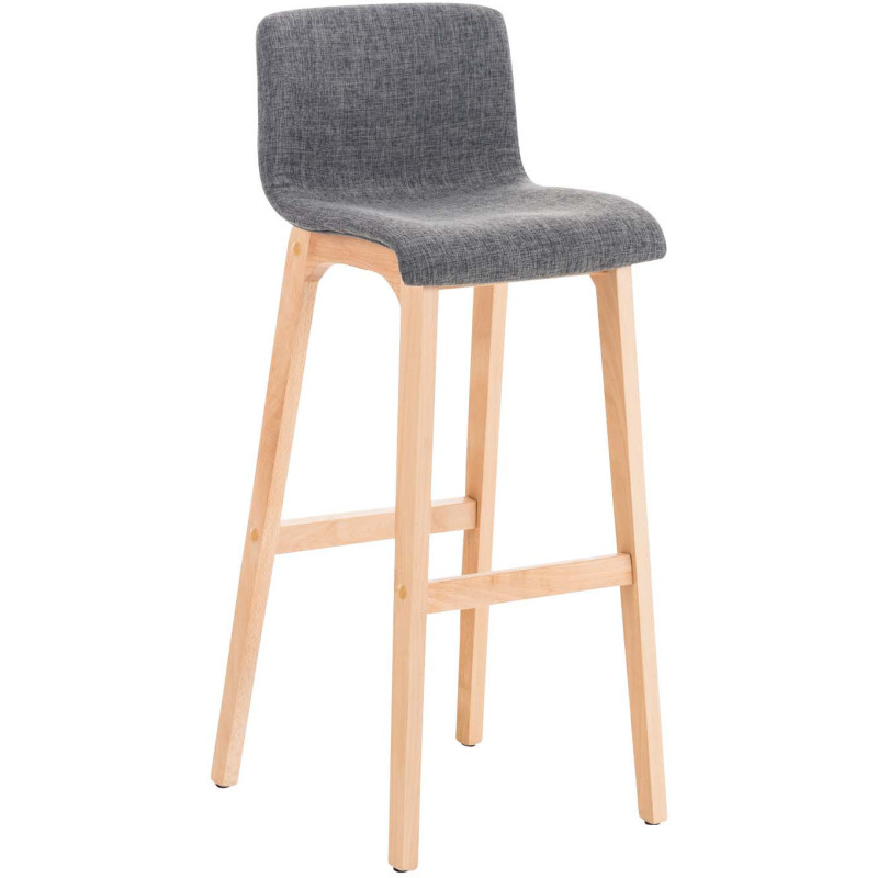Tabouret de bar scandinave en Tissu Gris clair Bois de hêtre Naturel Helyra - 1