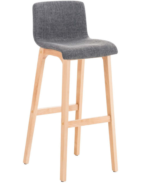 Tabouret de bar scandinave en Tissu Gris clair Bois de hêtre Naturel Helyra - 1