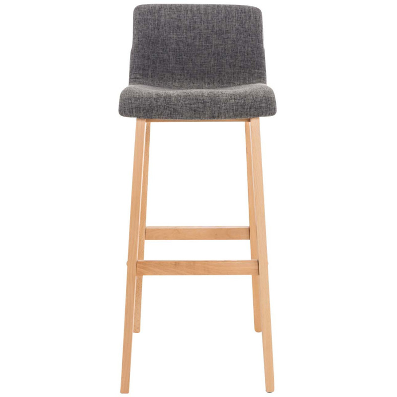 Tabouret de bar scandinave en Tissu Gris clair Bois de hêtre Naturel Helyra - 2