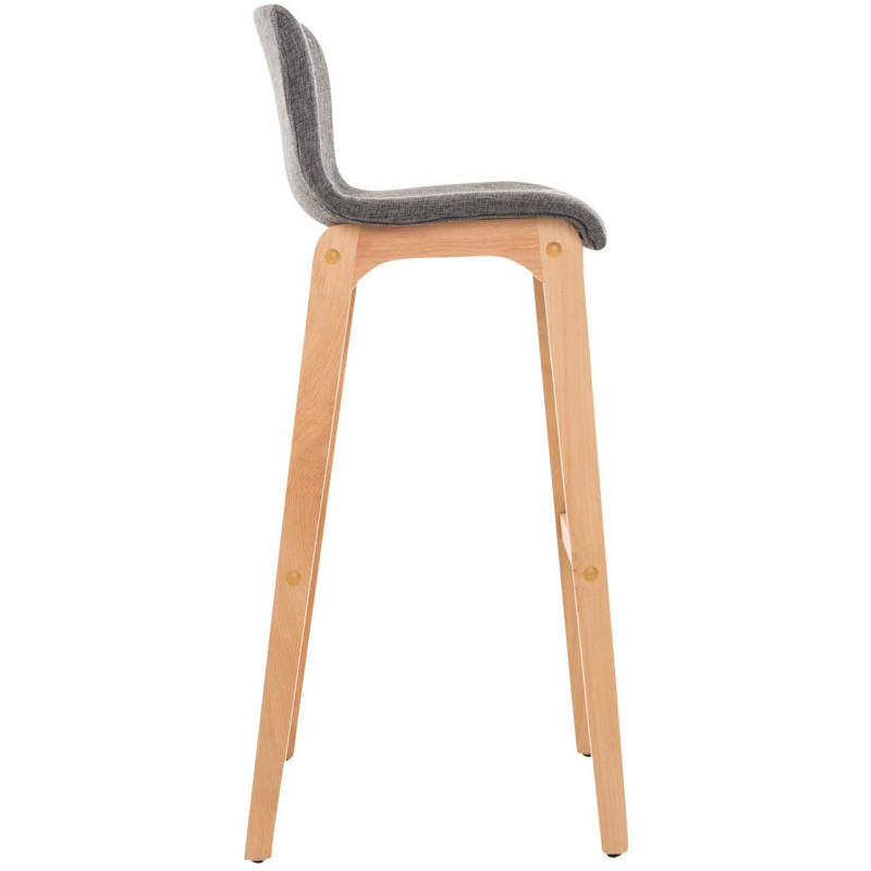 Tabouret de bar scandinave en Tissu Gris clair Bois de hêtre Naturel Helyra - 3
