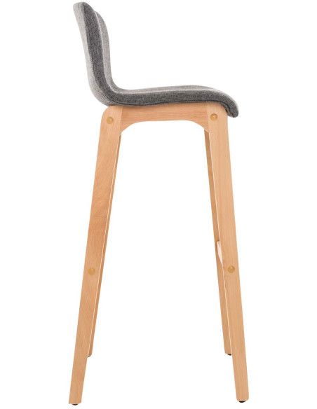 Tabouret de bar scandinave en Tissu Gris clair Bois de hêtre Naturel Helyra - 3