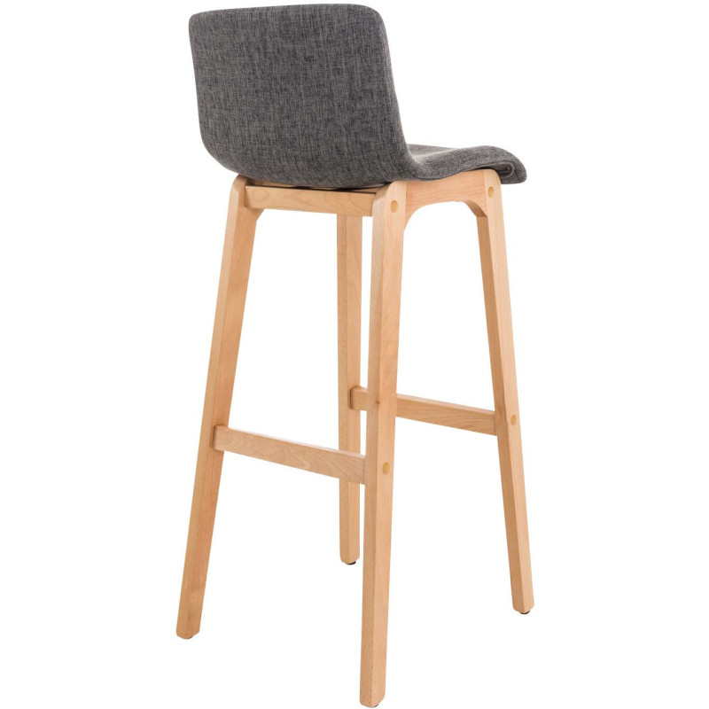 Tabouret de bar scandinave en Tissu Gris clair Bois de hêtre Naturel Helyra - 4