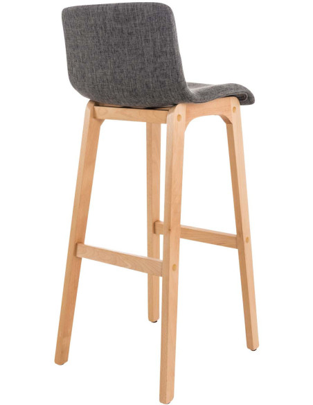 Tabouret de bar scandinave en Tissu Gris clair Bois de hêtre Naturel Helyra - 4
