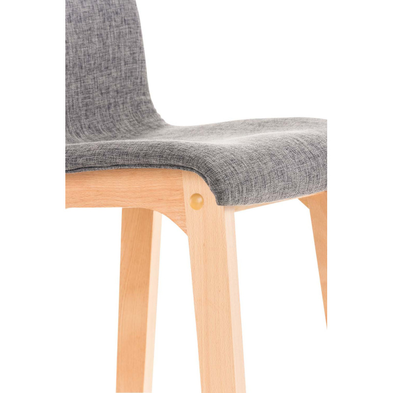 Tabouret de bar scandinave en Tissu Gris clair Bois de hêtre Naturel Helyra - 5